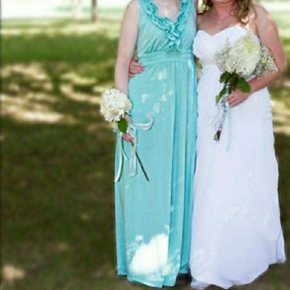 Nwot V-Neck ruffled maxi dress merona turquoise